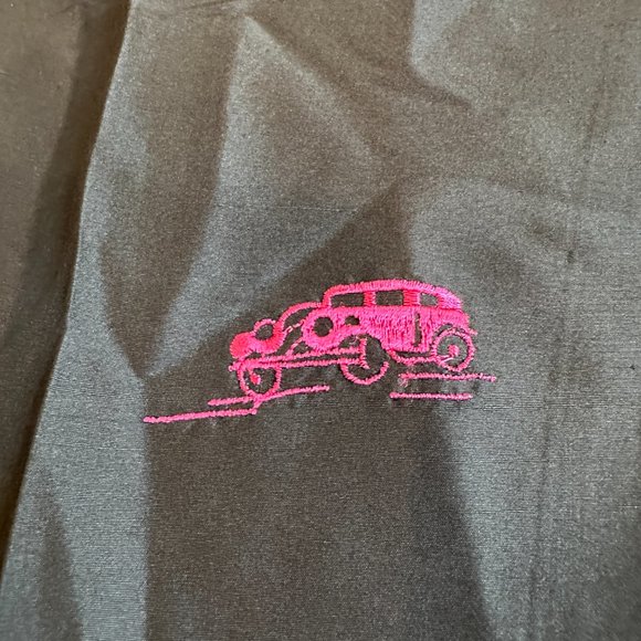 Silk Pants Ankle Side Zip Retro Novelty Print Dogs Travel Pink Embroidered Sz 16 - Picture 16 of 16